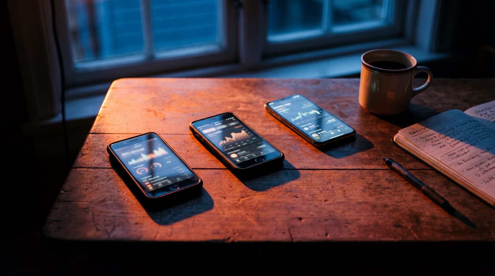 Aerial view of a multi-site convenience store operation at dusk